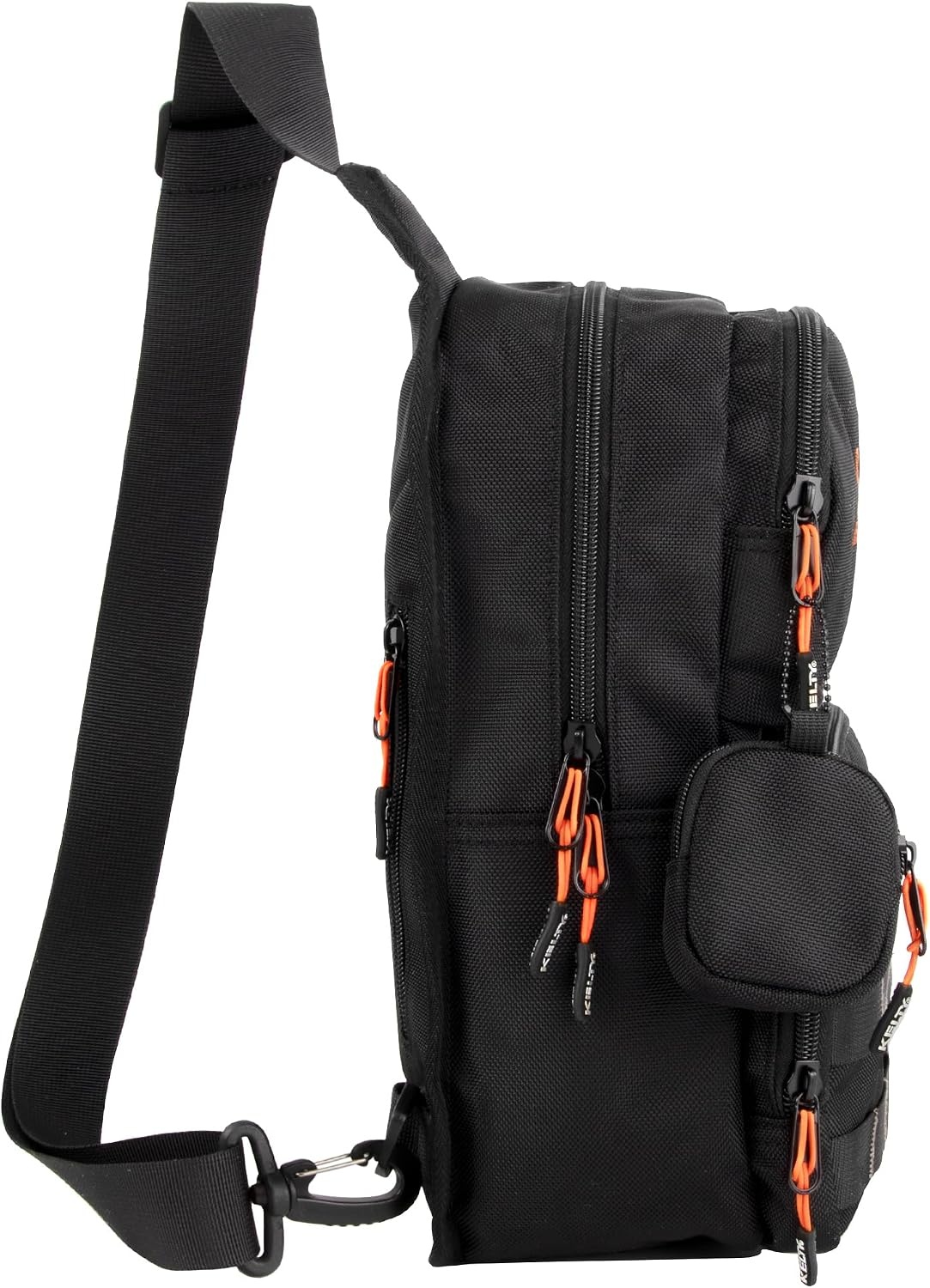 image:imageKelty Sling Crossbody Messenger Shoulder Backpack 825 Liter Capacity with Detachable Keychain Coin PouchBlack Orange