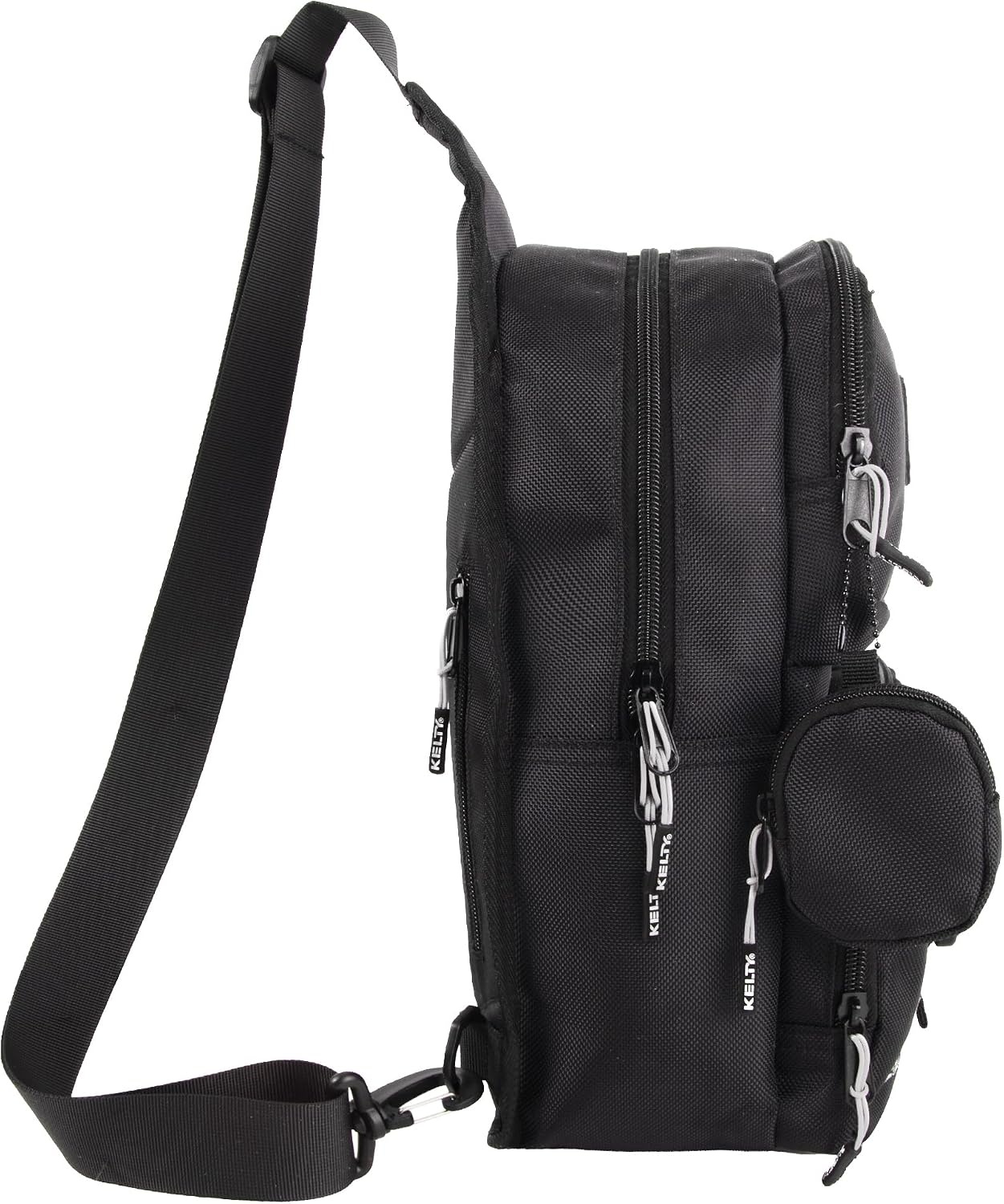 image:imageKelty Sling Crossbody Messenger Shoulder Backpack 825 Liter Capacity with Detachable Keychain Coin PouchBlack With Buckle