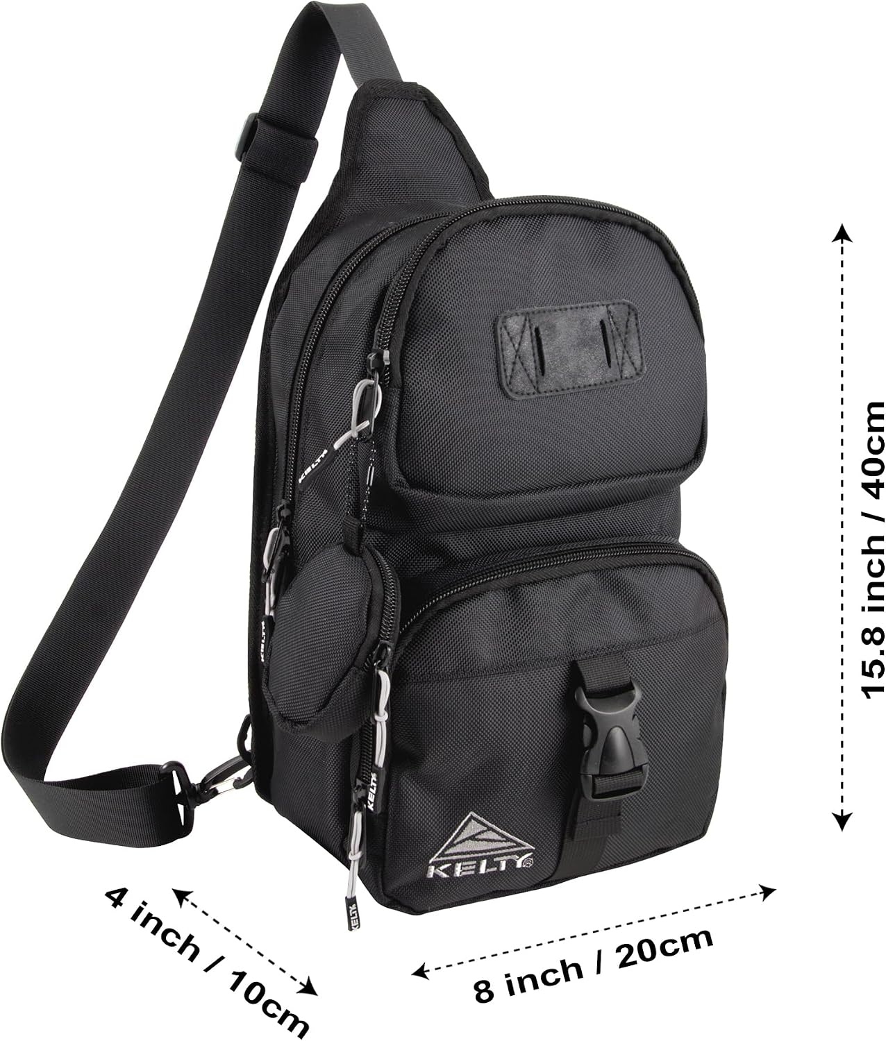 image:imageKelty Sling Crossbody Messenger Shoulder Backpack 825 Liter Capacity with Detachable Keychain Coin PouchBlack With Buckle