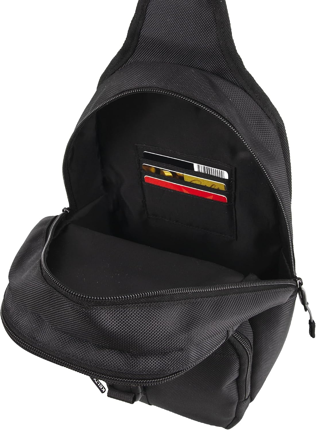 image:imageKelty Sling Crossbody Messenger Shoulder Backpack 825 Liter Capacity with Detachable Keychain Coin PouchBlack With Buckle