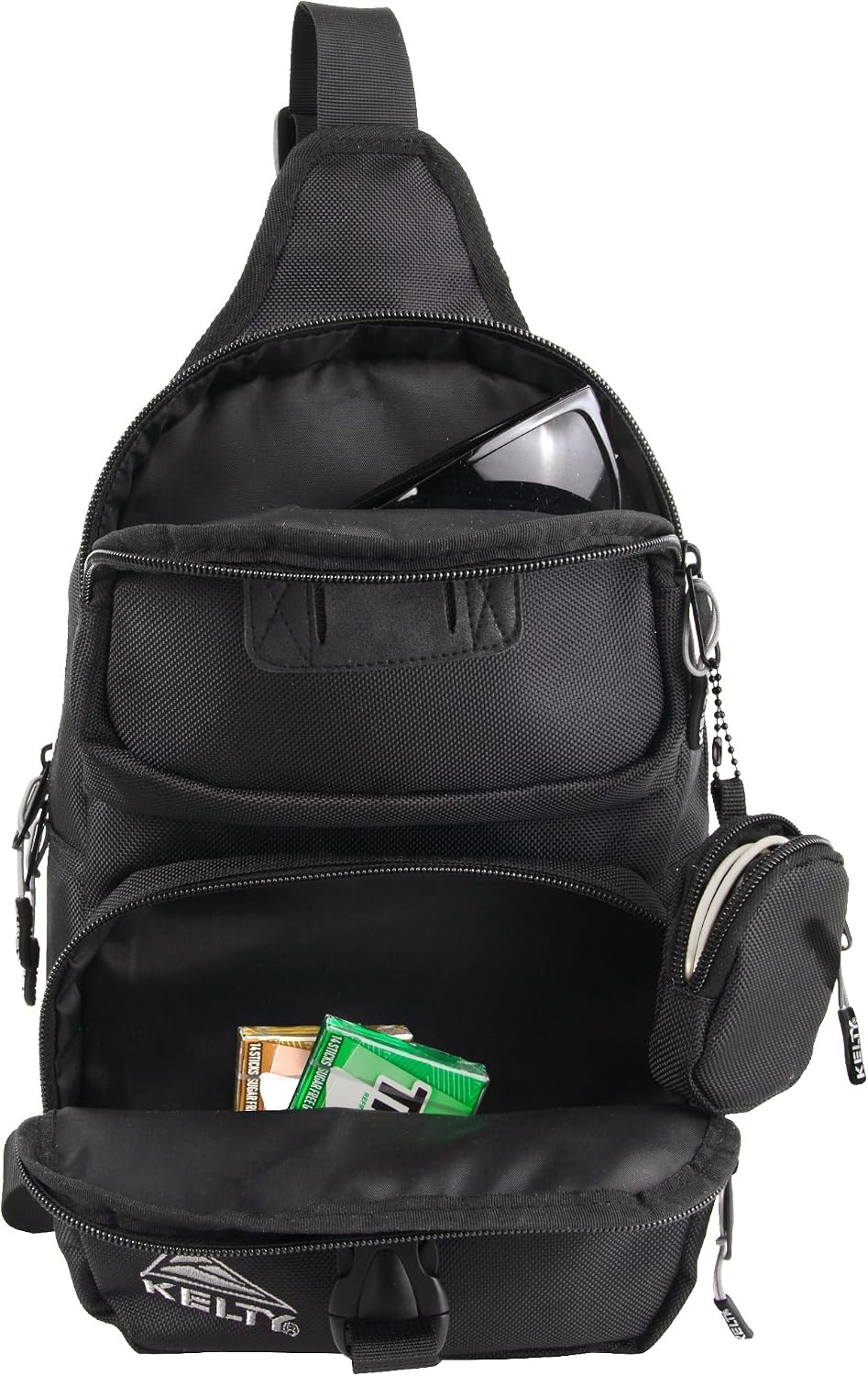 image:imageKelty Sling Crossbody Messenger Shoulder Backpack 825 Liter Capacity with Detachable Keychain Coin PouchBlack With Buckle