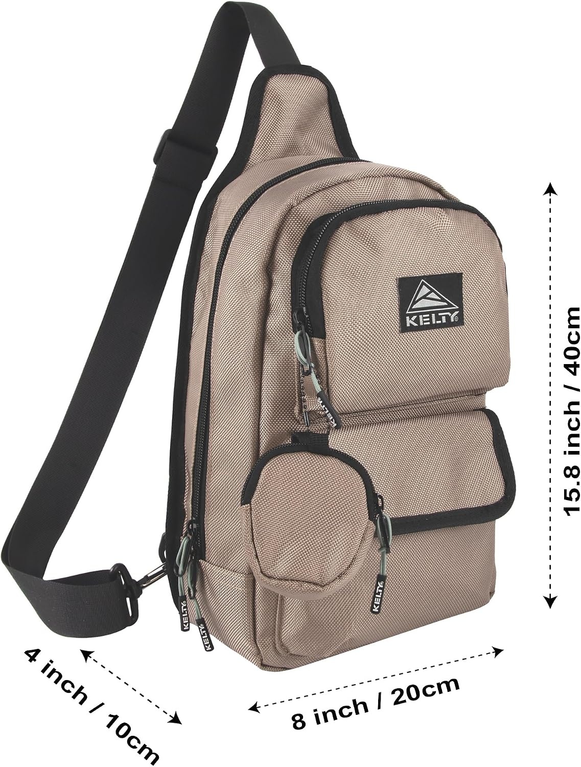 image:imageKelty Sling Crossbody Messenger Shoulder Backpack 825 Liter Capacity with Detachable Keychain Coin PouchKhaki Black