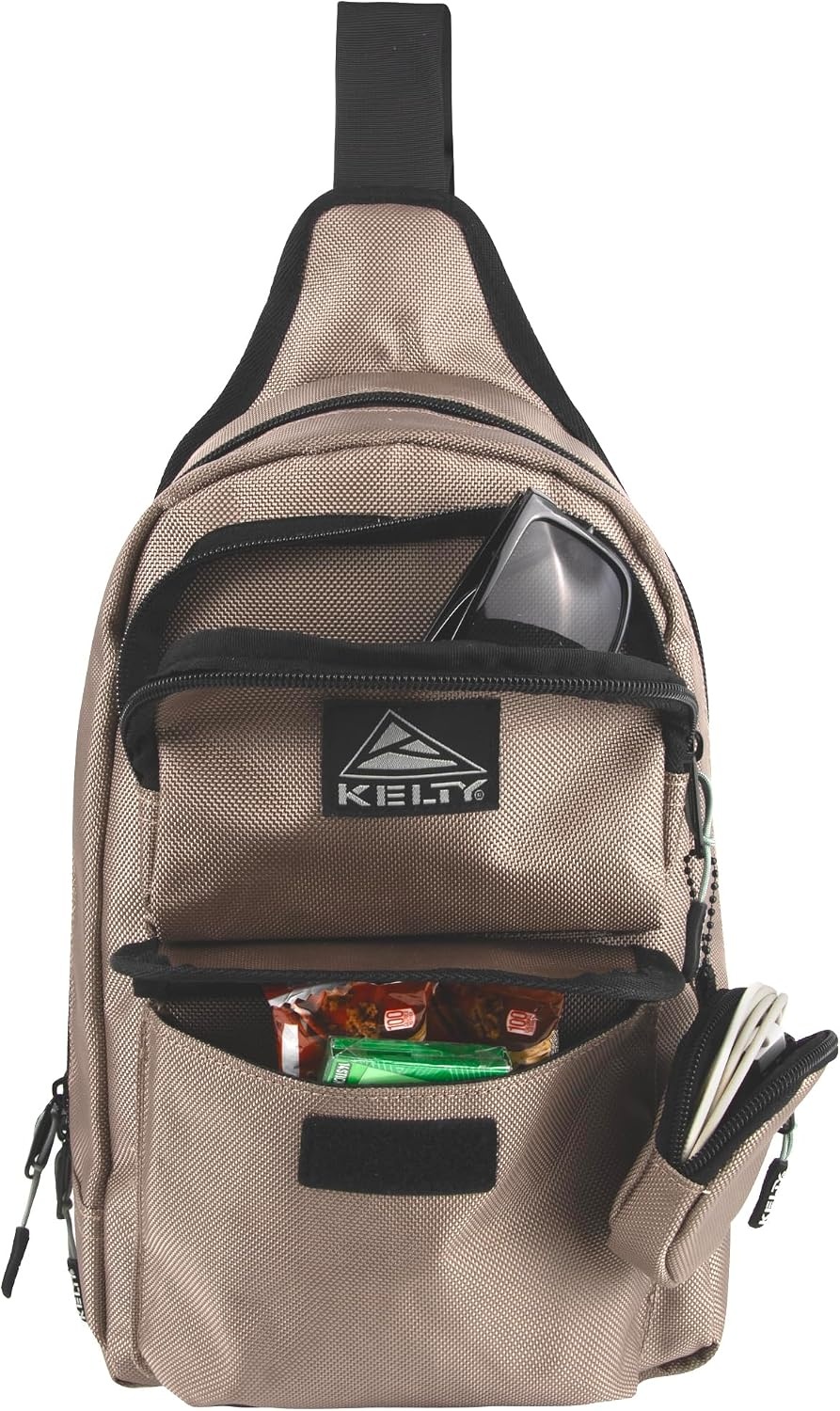 image:imageKelty Sling Crossbody Messenger Shoulder Backpack 825 Liter Capacity with Detachable Keychain Coin PouchKhaki Black