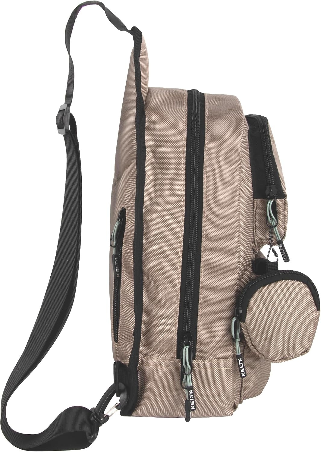 image:imageKelty Sling Crossbody Messenger Shoulder Backpack 825 Liter Capacity with Detachable Keychain Coin PouchKhaki Black