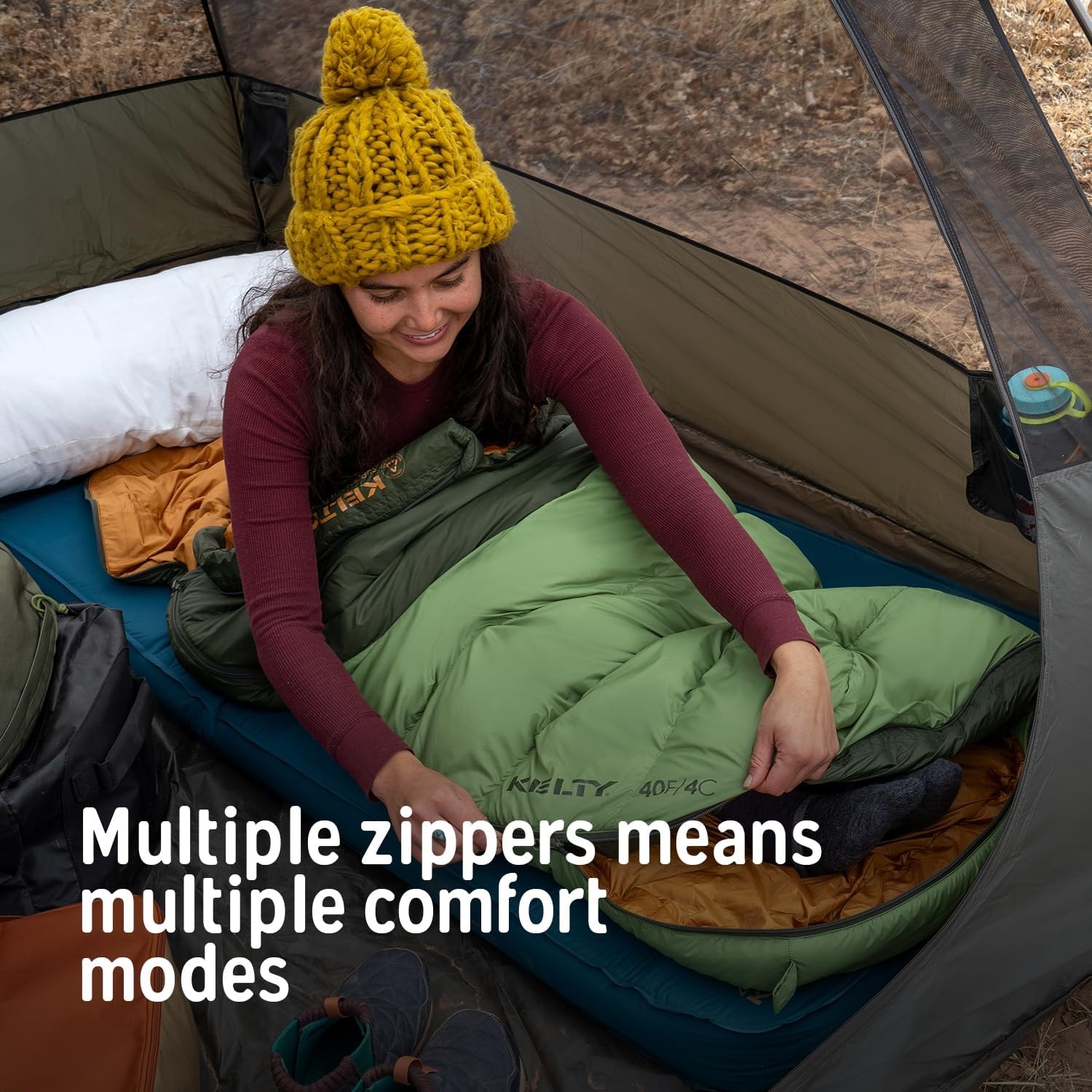 image:imageKelty Supernova Down Fill Sleeping Bag 0 or 20 or 40 Degree Rating Zip Two Together for a 2P Bag Roomy Spoon Shape for Extra WIggle Room PFCFree Fabrics Soft Taffeta Lining CompressibleStandard
