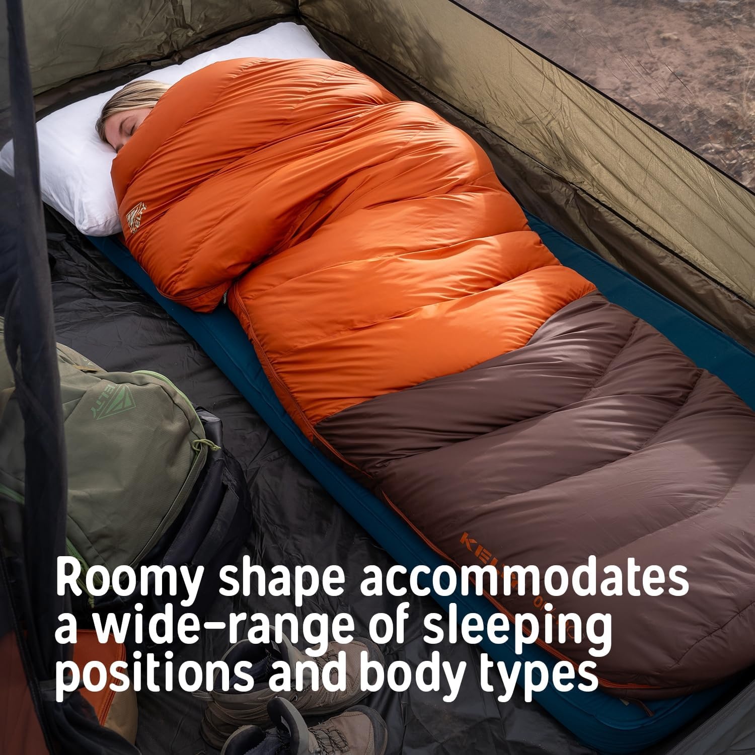 image:imageKelty Supernova Down Fill Sleeping Bag 0 or 20 or 40 Degree Rating Zip Two Together for a 2P Bag Roomy Spoon Shape for Extra WIggle Room PFCFree Fabrics Soft Taffeta Lining CompressibleStandard