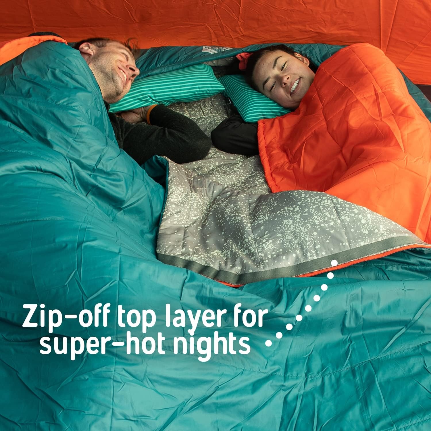image:imageKelty TruComfort Doublewide 20 Degree Sleeping Bag Two Person Synthetic Camping Sleeping Bag for Couples amp Family Camping Wider Than a Queen Sized Bed Removable Top Layer 2 Builtin Blankets Oversized Hood Recycled Fabrics and Synthetic FillOlive Oil