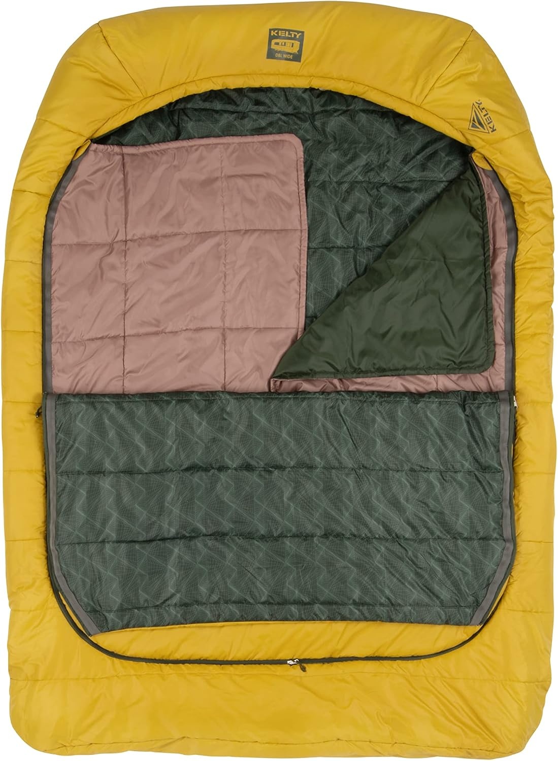 image:imageKelty TruComfort Doublewide 20 Degree Sleeping Bag Two Person Synthetic Camping Sleeping Bag for Couples amp Family Camping Wider Than a Queen Sized Bed Removable Top Layer 2 Builtin Blankets Oversized Hood Recycled Fabrics and Synthetic FillOlive Oil