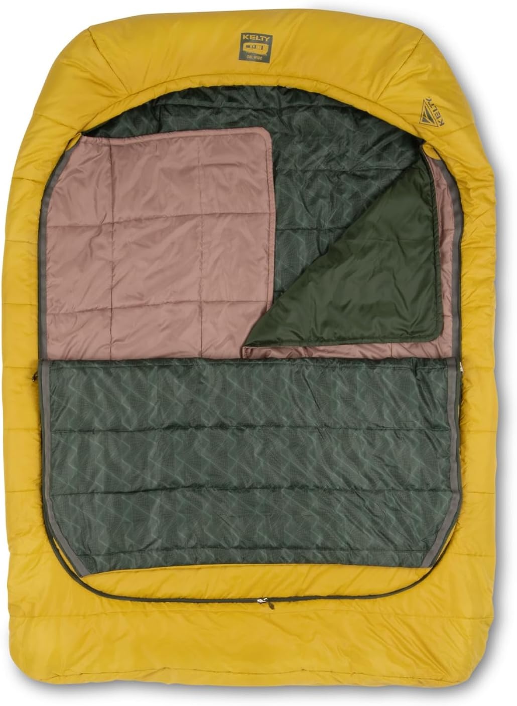 image:imageKelty TruComfort Doublewide 20 Degree Sleeping Bag Two Person Synthetic Camping Sleeping Bag for Couples amp Family Camping Wider Than a Queen Sized Bed Removable Top Layer 2 Builtin Blankets Oversized Hood Recycled Fabrics and Synthetic FillOlive Oil