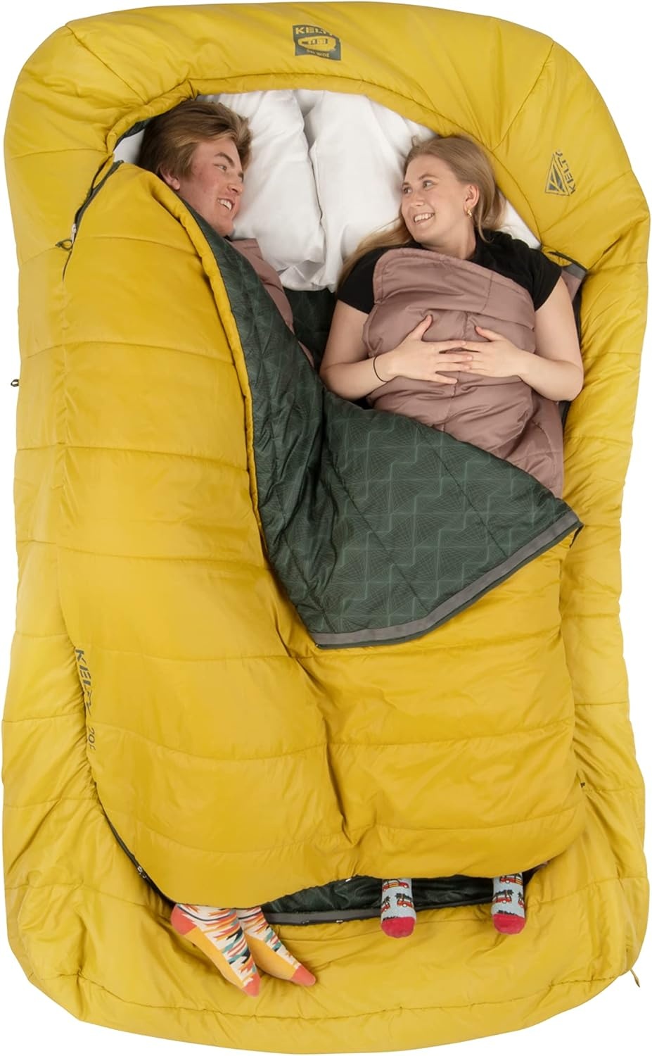 image:imageKelty TruComfort Doublewide 20 Degree Sleeping Bag Two Person Synthetic Camping Sleeping Bag for Couples amp Family Camping Wider Than a Queen Sized Bed Removable Top Layer 2 Builtin Blankets Oversized Hood Recycled Fabrics and Synthetic FillOlive Oil