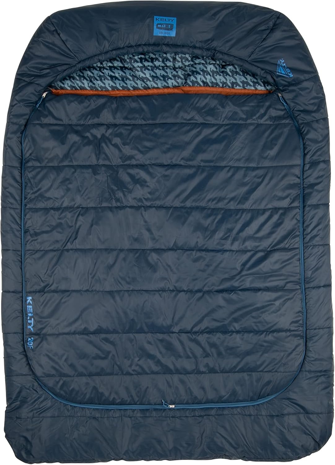image:imageKelty TruComfort Doublewide 20 Degree Sleeping Bag Two Person Synthetic Camping Sleeping Bag for Couples amp Family Camping Wider Than a Queen Sized Bed Removable Top Layer 2 Builtin Blankets Oversized Hood Recycled Fabrics and Synthetic FillPageant Blue