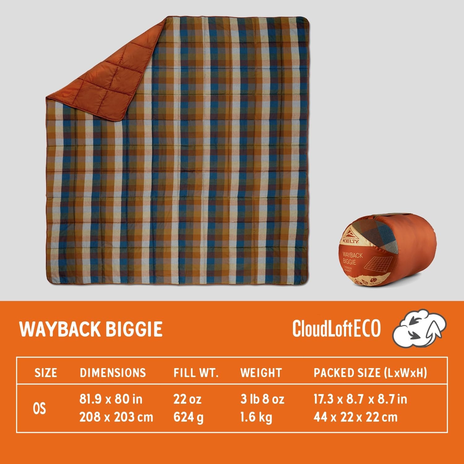 image:imageKelty Wayback Biggie Blanket Oversized Camping Blanket Fits Queen Sized Bed Organic Cotton Flannel Machine Washable