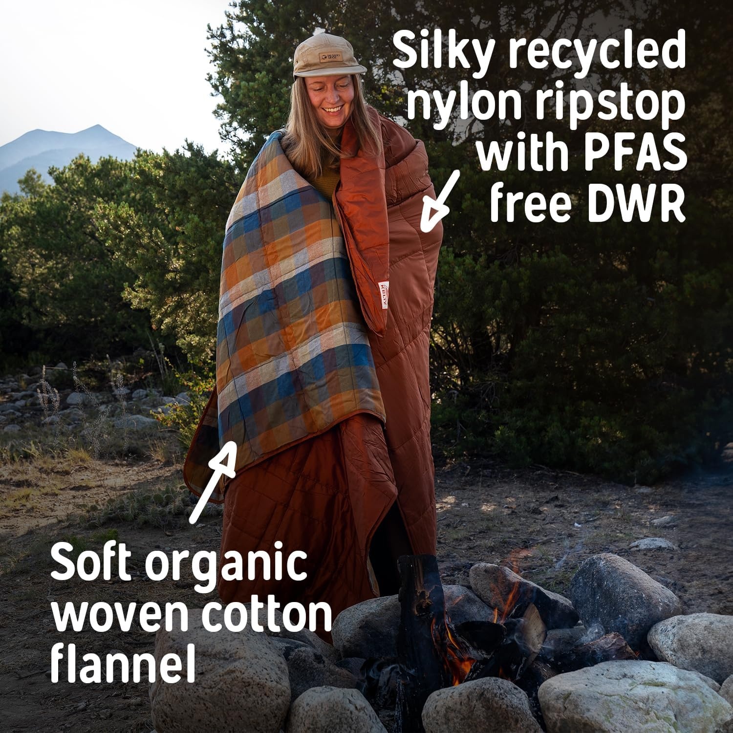 image:imageKelty Wayback Biggie Blanket Oversized Camping Blanket Fits Queen Sized Bed Organic Cotton Flannel Machine Washable