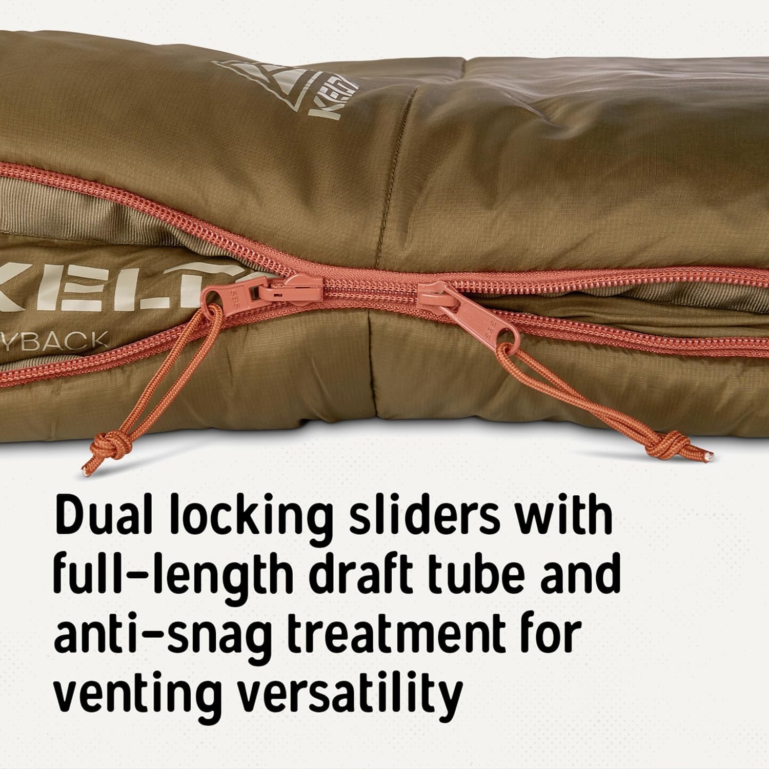 image:imageKelty Wayback Flannel Lined Sleeping Bag Built in Blanket Traditional Rectangle Shape Organic Flannel Cotton Liner Dual Locking Slide ZipsReflecting Pond