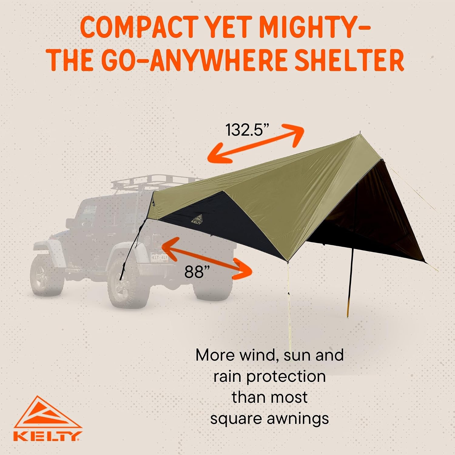 image:imageKelty Waypoint Tarp Car Camping and Tailgating Shelter Universal Vehicle MountElmDark Shadow