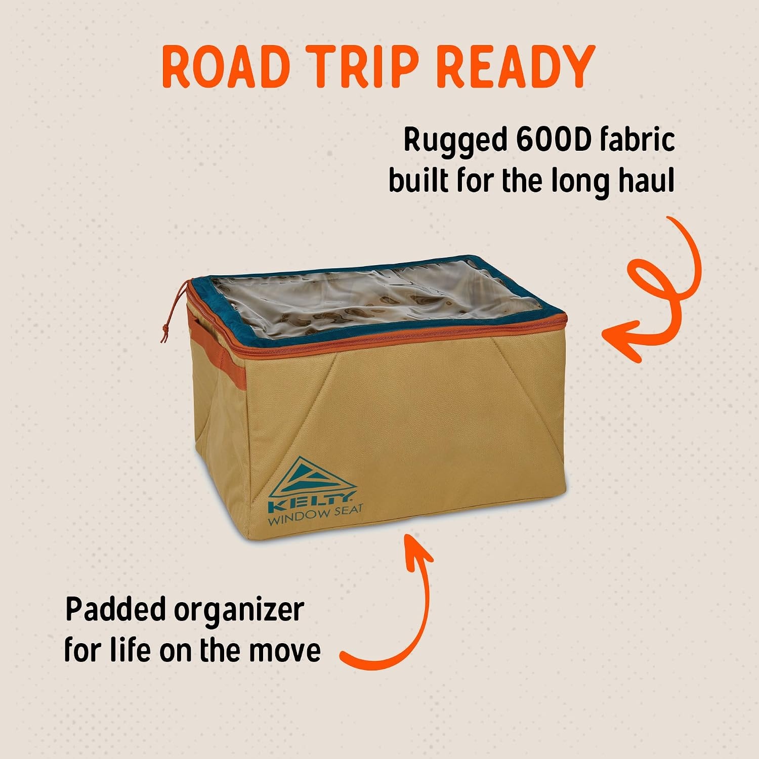 image:imageKelty Window Seat Camping Tailgating Travel Organization Hub Road Tripping Overlanding Storage Clear Lid Rugged Fabrics