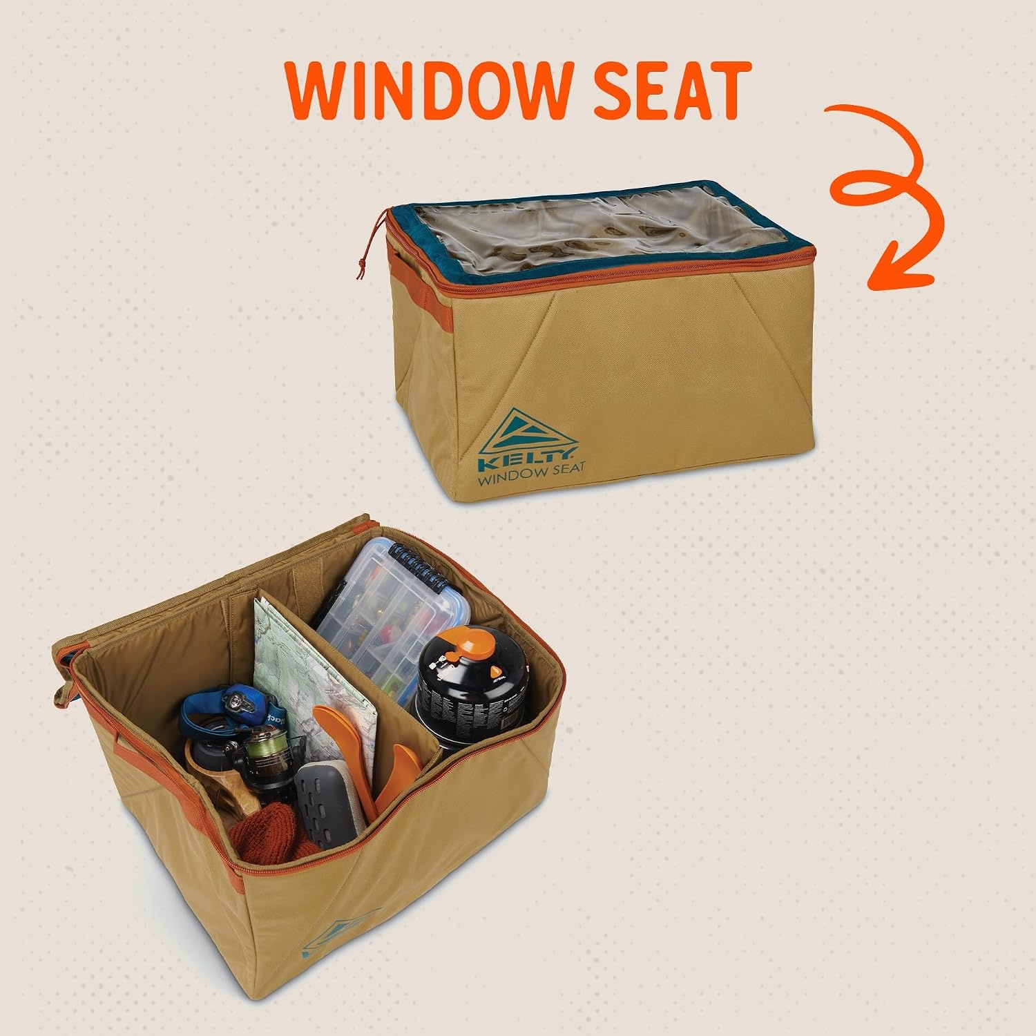 image:imageKelty Window Seat Camping Tailgating Travel Organization Hub Road Tripping Overlanding Storage Clear Lid Rugged Fabrics