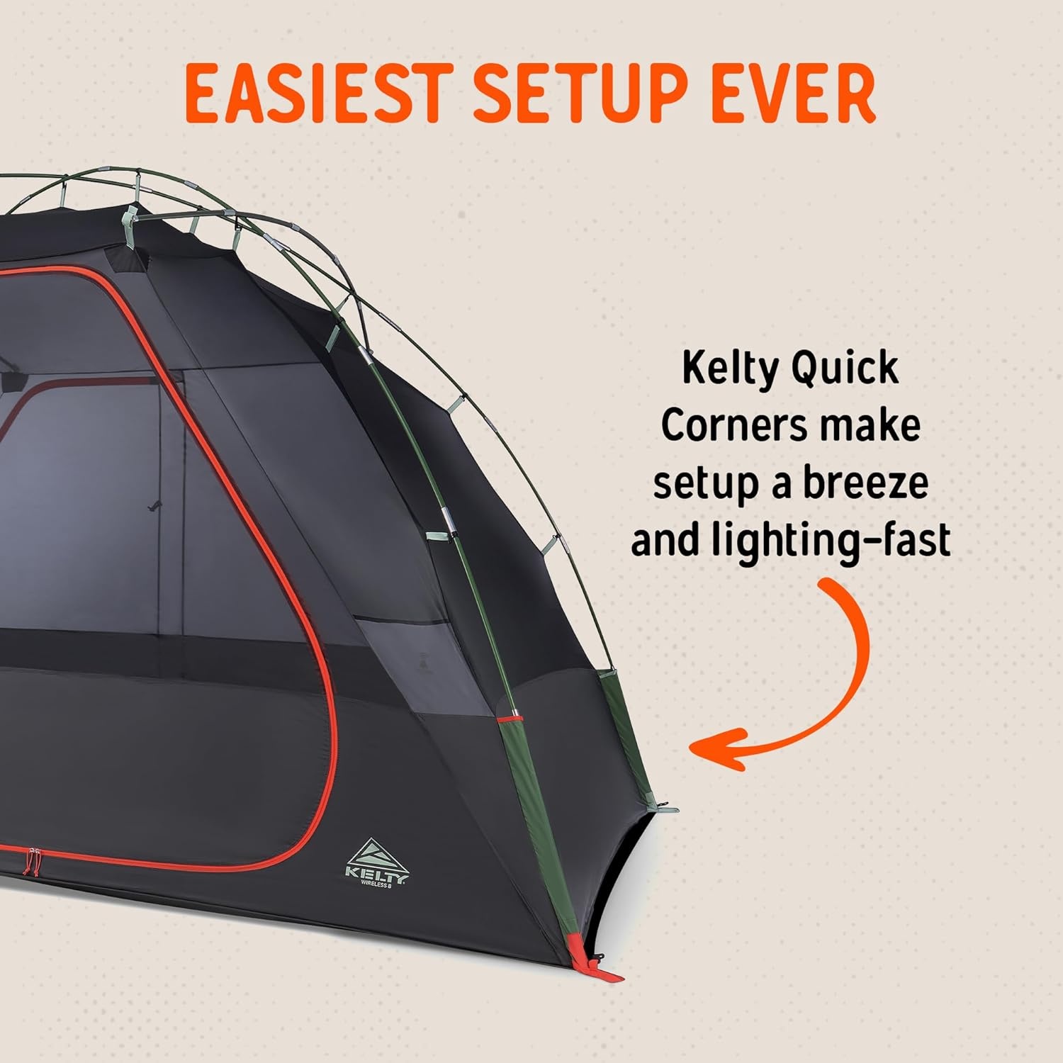image:imageKelty Wireless Freestanding Camping Tent 2 4 or 6 Person Size Huge Interior and Peak Height Intuitive Easy to Pitch Color Coded SetupDill Black Forest
