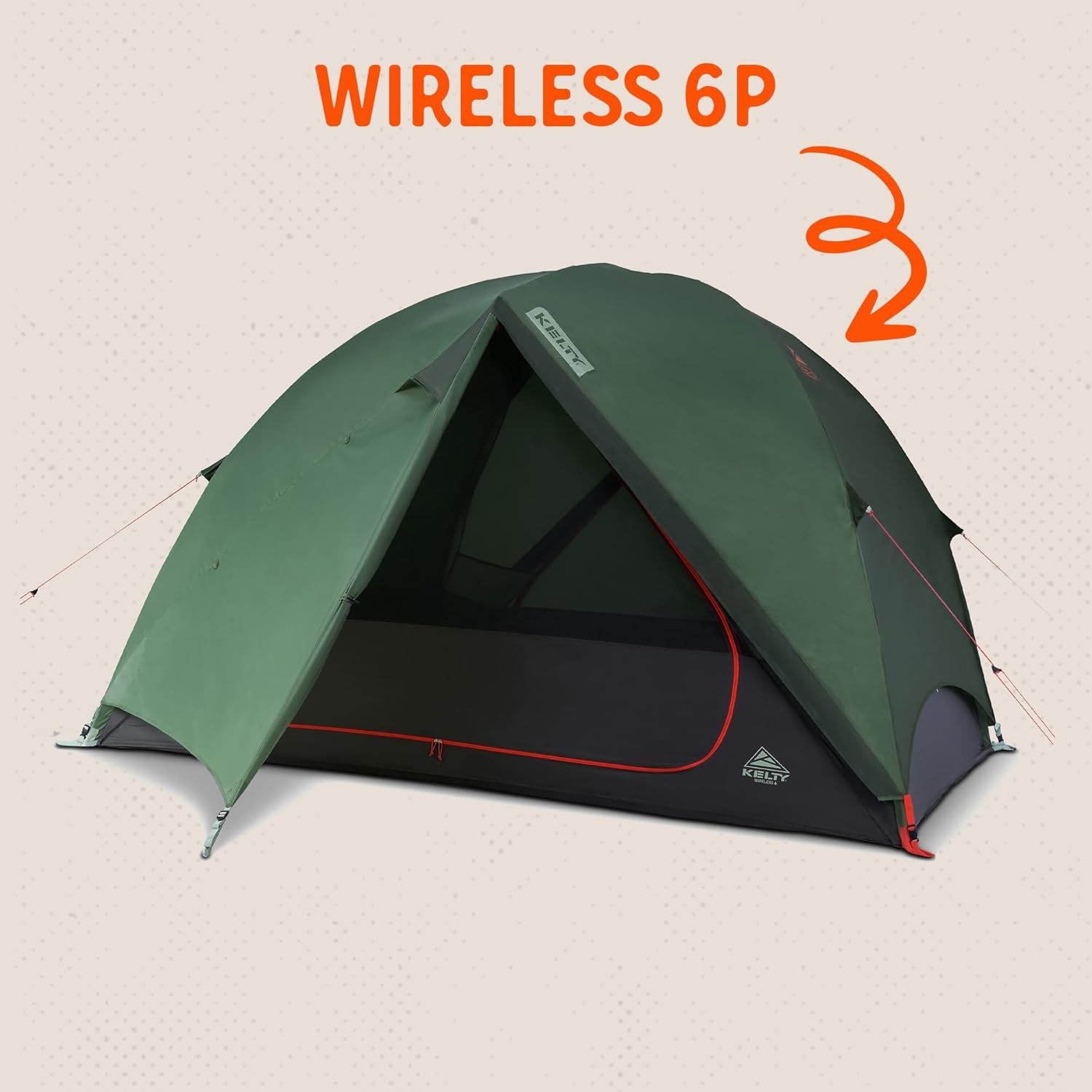 image:imageKelty Wireless Freestanding Camping Tent 2 4 or 6 Person Size Huge Interior and Peak Height Intuitive Easy to Pitch Color Coded SetupDill Black Forest