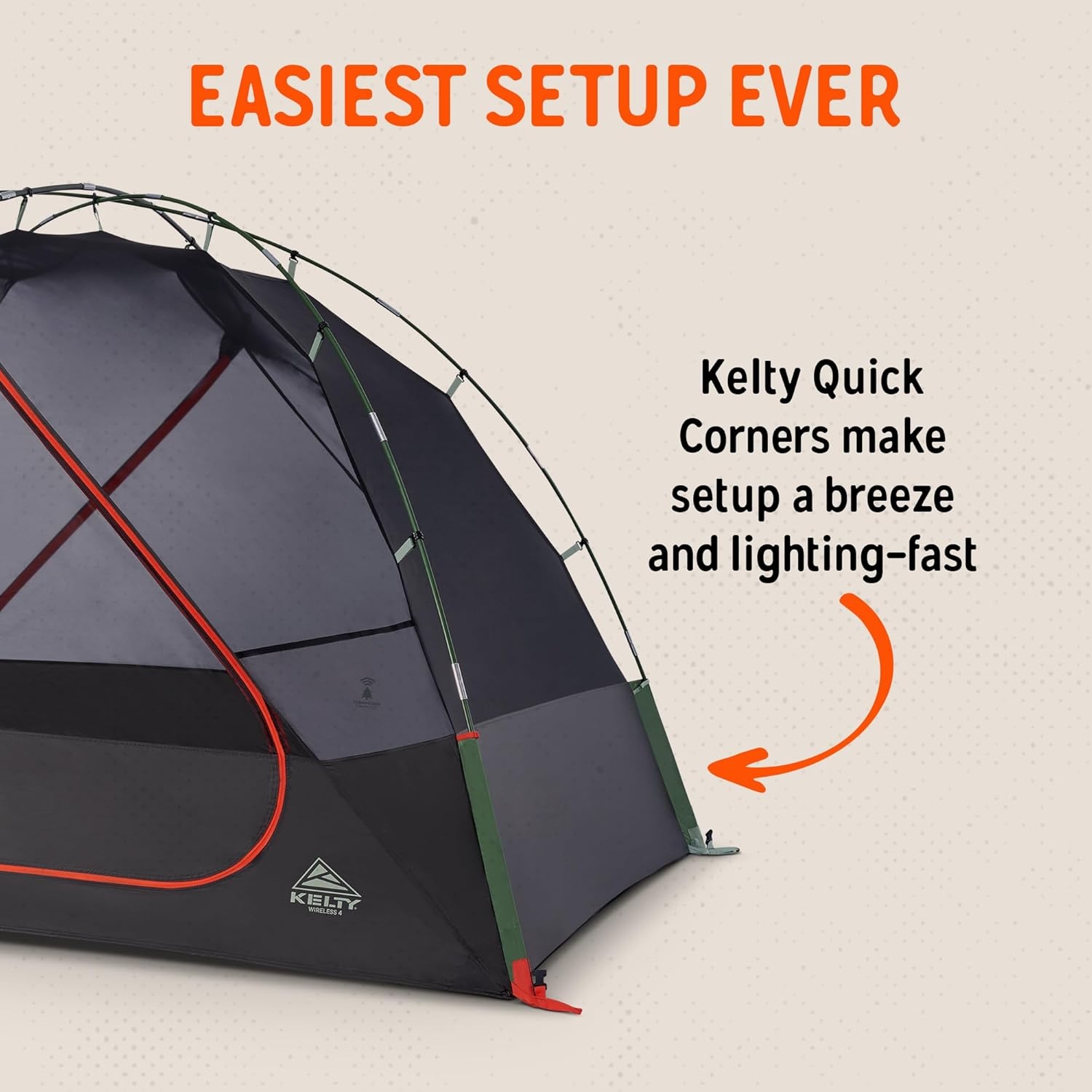 image:imageKelty Wireless Freestanding Camping Tent 2 4 or 6 Person Size Huge Interior and Peak Height Intuitive Easy to Pitch Color Coded SetupDill Black Forest