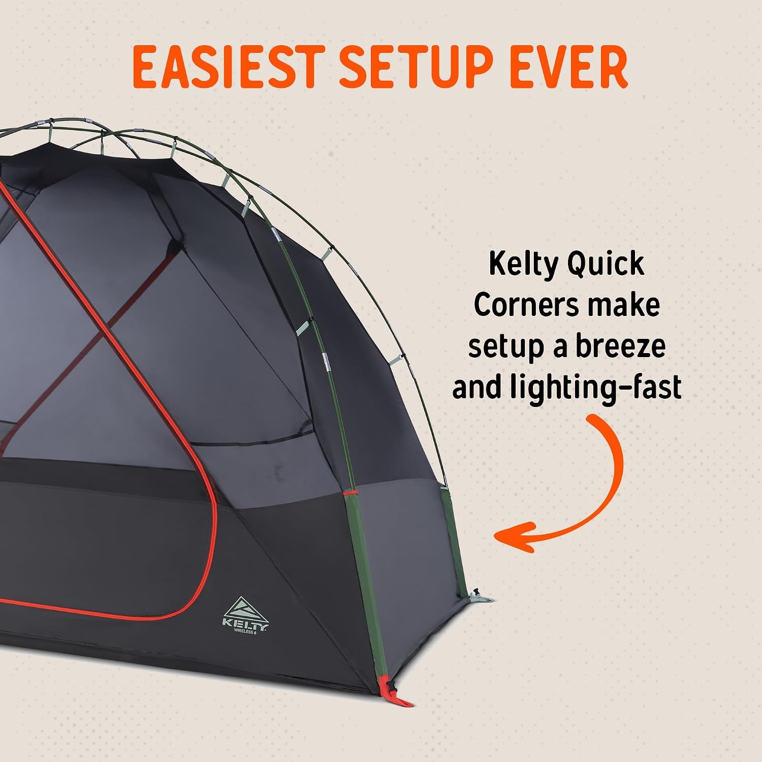 image:imageKelty Wireless Freestanding Camping Tent 2 4 or 6 Person Size Huge Interior and Peak Height Intuitive Easy to Pitch Color Coded SetupDill Black Forest