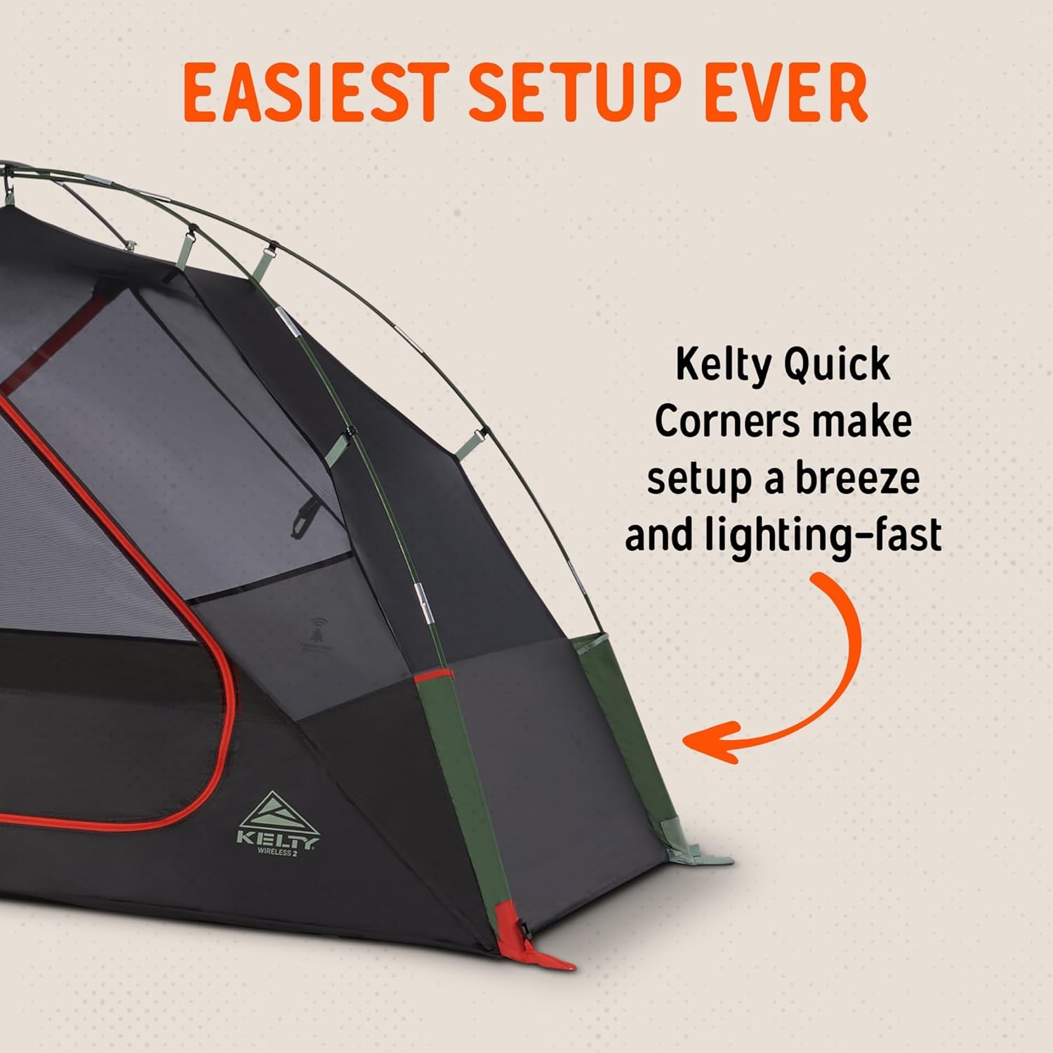 image:imageKelty Wireless Freestanding Camping Tent 2 4 or 6 Person Size Huge Interior and Peak Height Intuitive Easy to Pitch Color Coded SetupDill Black Forest