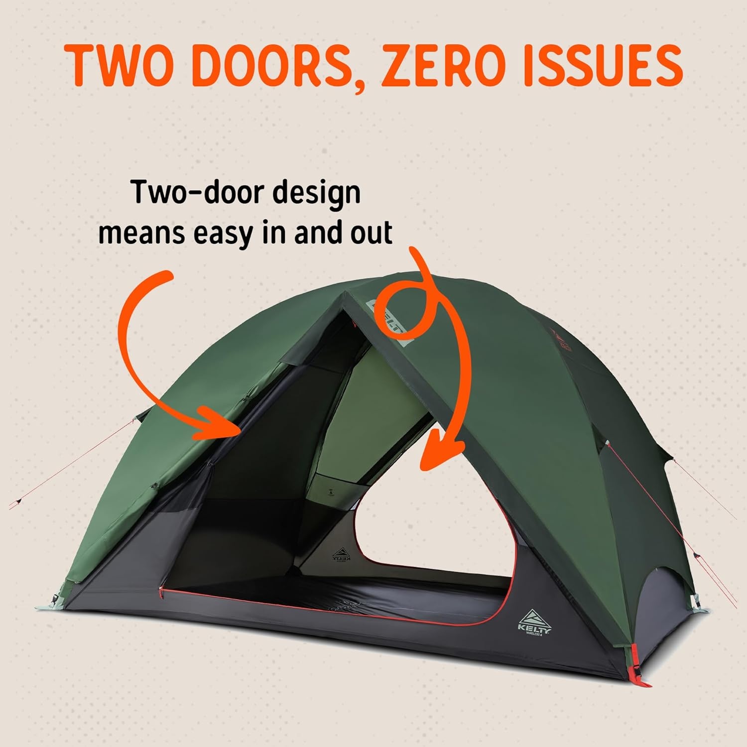 image:imageKelty Wireless Freestanding Camping Tent 2 4 or 6 Person Size Huge Interior and Peak Height Intuitive Easy to Pitch Color Coded SetupDill Black Forest