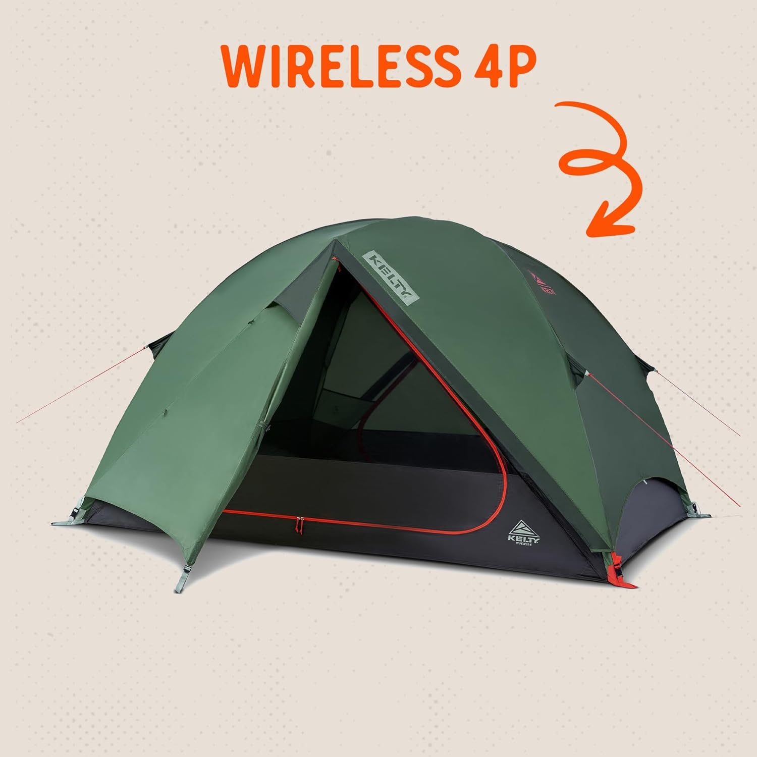 image:imageKelty Wireless Freestanding Camping Tent 2 4 or 6 Person Size Huge Interior and Peak Height Intuitive Easy to Pitch Color Coded SetupDill Black Forest