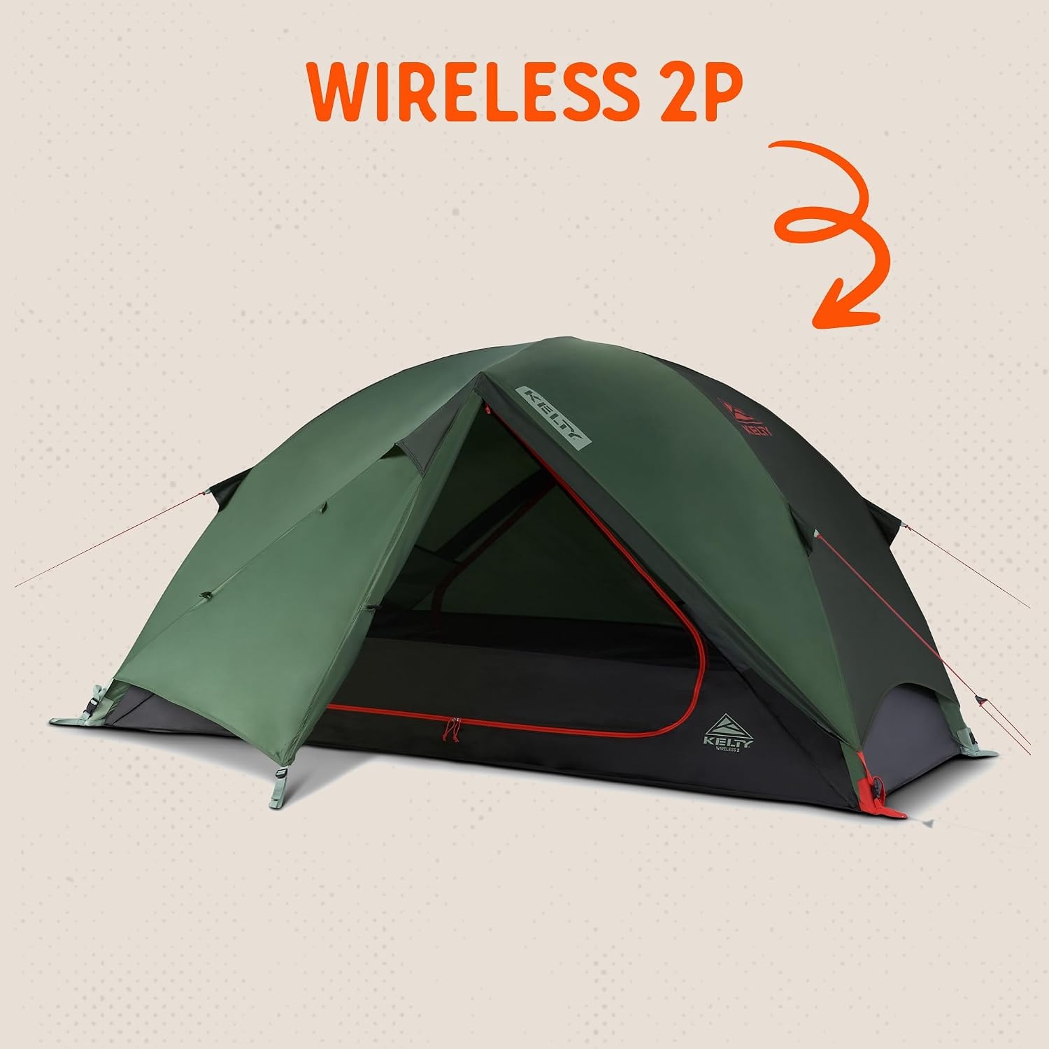 image:imageKelty Wireless Freestanding Camping Tent 2 4 or 6 Person Size Huge Interior and Peak Height Intuitive Easy to Pitch Color Coded SetupDill Black Forest