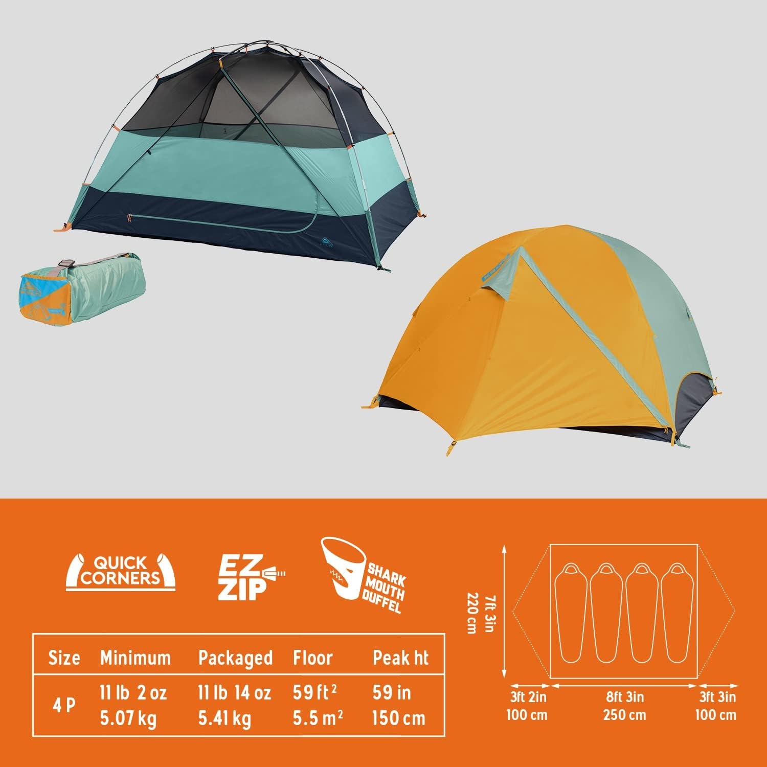 image:imageKelty Wireless Freestanding Camping Tent 2 4 or 6 Person Size Huge Interior and Peak Height Intuitive Easy to Pitch Color Coded SetupGreen