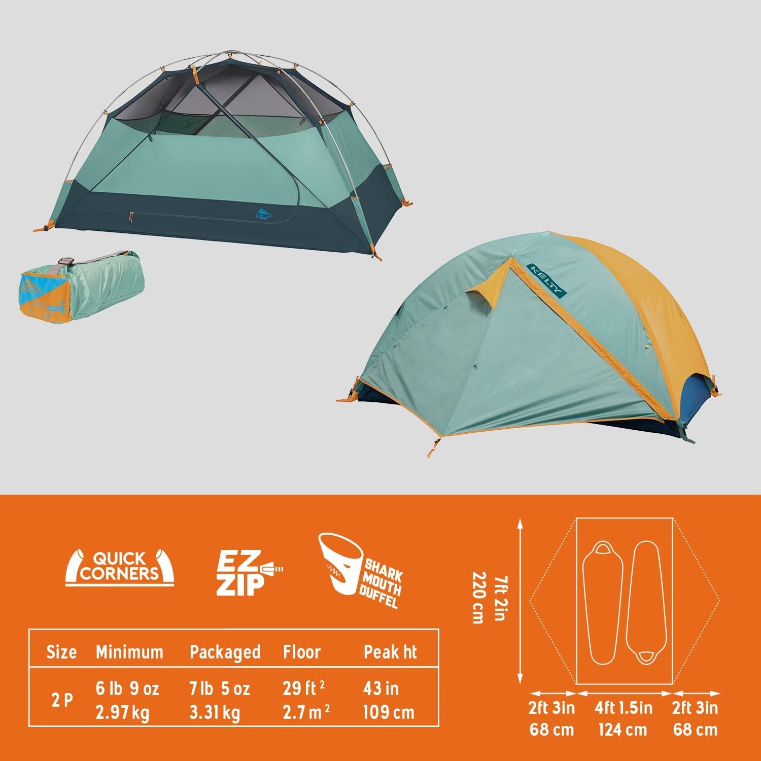 image:imageKelty Wireless Freestanding Camping Tent 2 4 or 6 Person Size Huge Interior and Peak Height Intuitive Easy to Pitch Color Coded SetupGreen