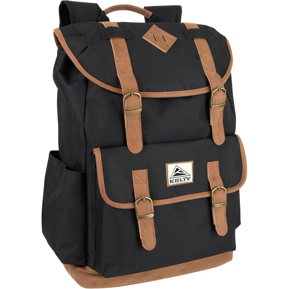 image:imageKelty 18 Inch Laptop Travel Backpack Drawstring AntiTheft Backpack with Laptop Compartment Side Pockets for Men Women Black Travel Rucksack