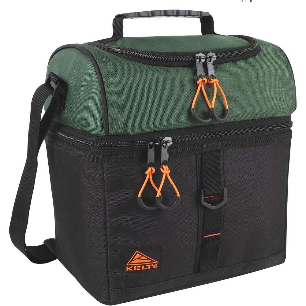 image:imageKelty Adult Insulated Lunch Bag Leakproof 24 Can 18 Liter Capacity with Top Rubber Grip Carry Handle Adjustable Shoulder Strap Zippered CompartmentGreen Black