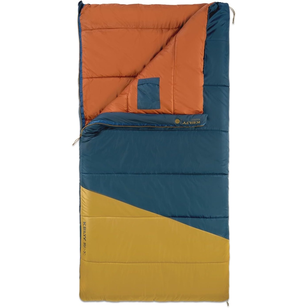 image:imageKelty Solstice 20 Oversized Camping Sleeping Bag Spacious Rectangular Shape Zip Together for 2P AntiSnag Zips Internal PocketMidnight Navy  Woodthrush  Gingerbread