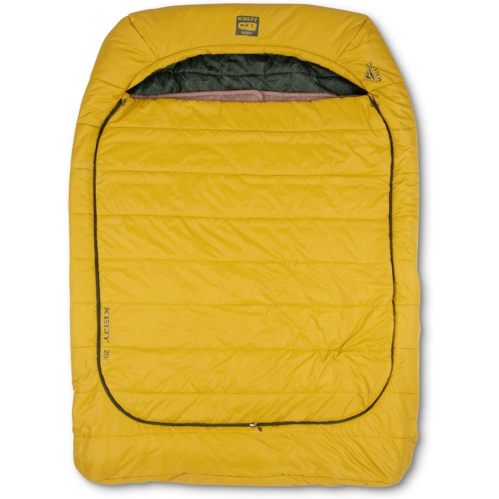 image:imageKelty TruComfort Doublewide 20 Degree Sleeping Bag  Two Person Synthetic Camping Sleeping Bag for Couples amp Family Camping  Wider Than a Queen Sized Bed Removable Top Layer 2 Builtin Blankets Oversized Hood Recycled Fabrics and Synthetic FillOlive Oil