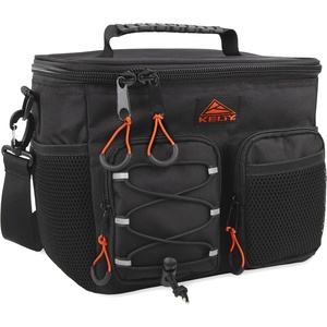 Kelty Adult Insulated Lunch Bag, Leakproof 18 Can (15 Liter) Capacity with Top Rubber Grip Carry Handle, Adjustable Shoulder Strap, Zippered Compartment, Bungee Detailing(Black)