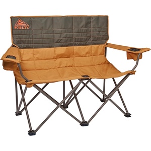 Kelty Low Loveseat 2 Person Folding Camping Chair (Low Height/Dill) | Low Height Seat, Comfortably Fits 2 Adults, Slight Recline, Insulated Cup Holders, Perfect for Soccer Games, Concerts(Canyon Brown / Beluga)