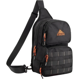 Kelty Sling Crossbody Messenger Shoulder Backpack, 8.25 Liter Capacity with Detachable Keychain Coin Pouch(Black & Orange)