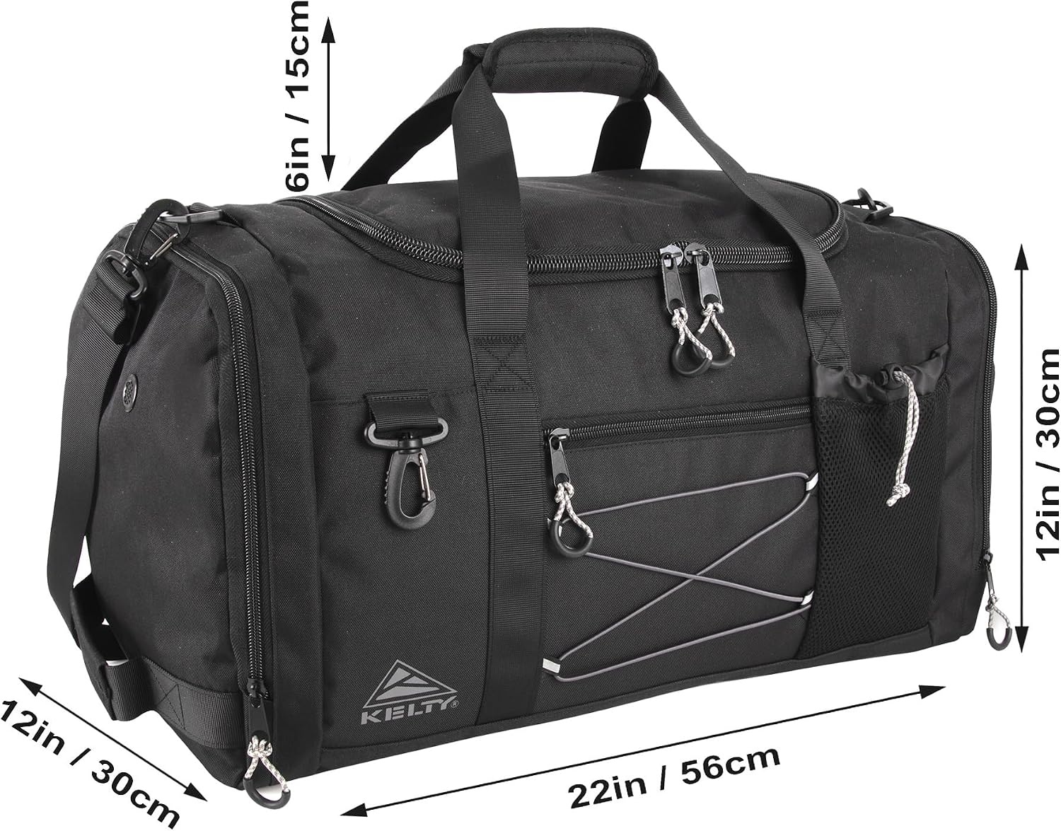 image:imageKelty 22 Inch Large 51 Liter Capacity Sport Travel Duffel Bag Pockets with Sneaker Compartment Shoulder Strap Top Carry HandleBlack
