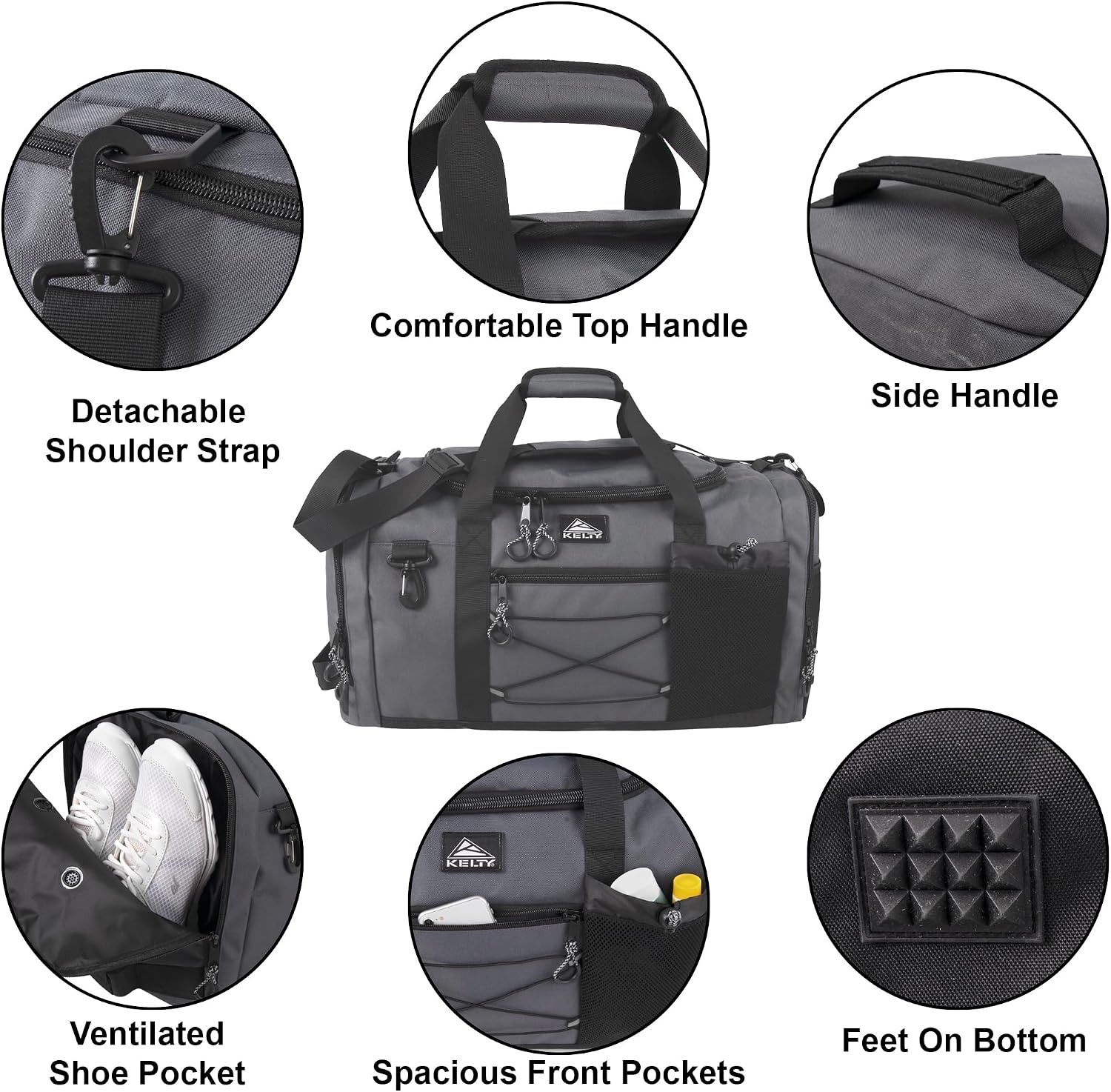 image:imageKelty 22 Inch Large 51 Liter Capacity Sport Travel Duffel Bag Pockets with Sneaker Compartment Shoulder Strap Top Carry HandleShadow