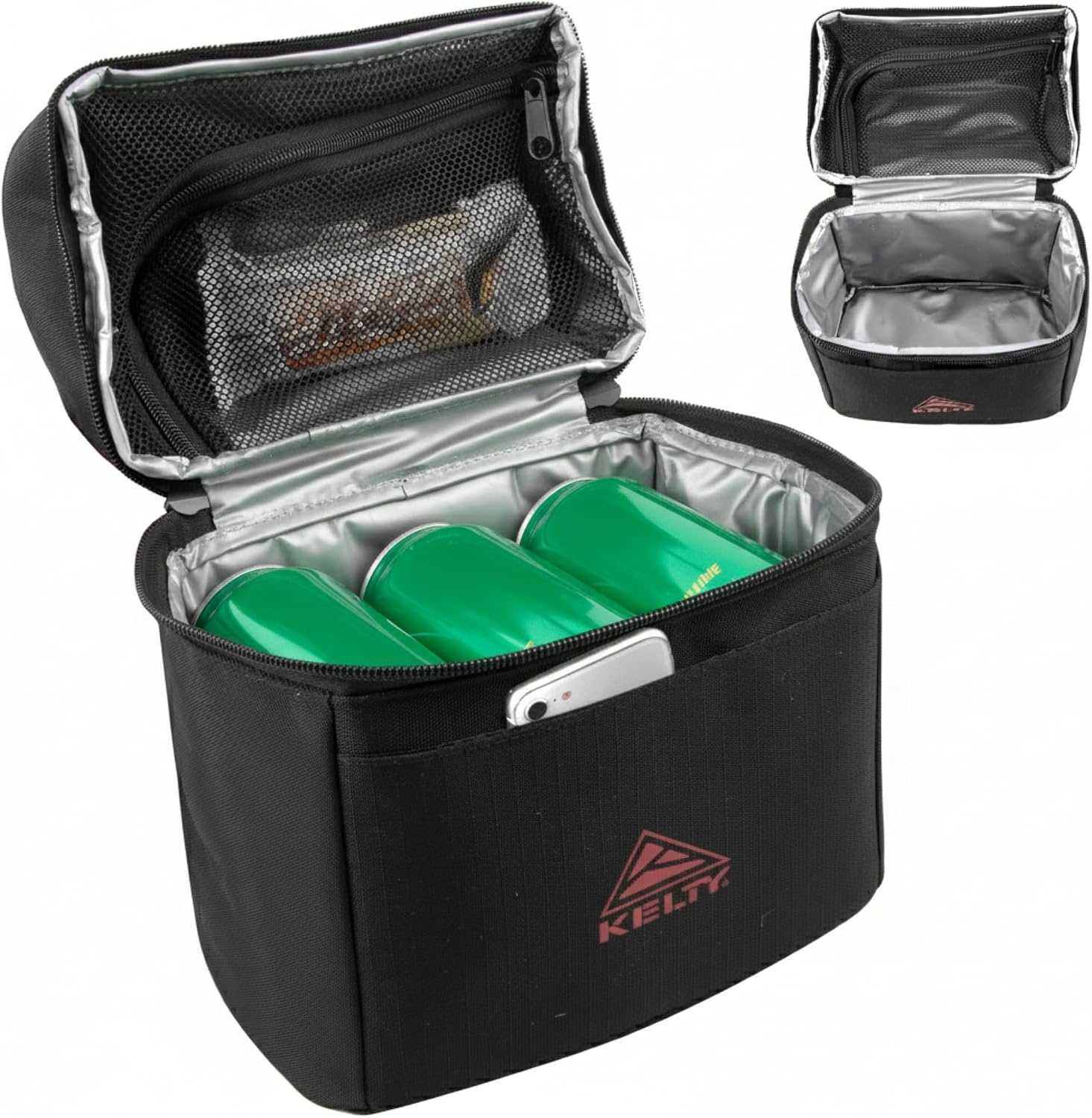 image:imageKelty Adult Insulated Lunch Bag Leakproof 9 Can 8 Liter Capacity with Top Buckle Carry Handle Mesh Zippered Pocket Front Slip PocketBlack
