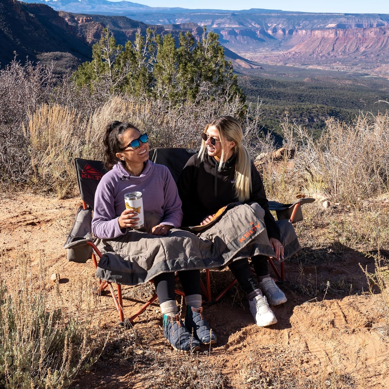 image:imageKelty Low Loveseat Nest 2P Camp Chair Removable Blankets Dark ShadowDark Shadow